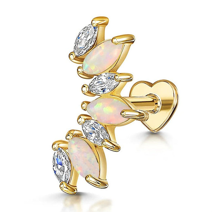 Pink Opal Marquise Cluster Stud Earrings for Helix Piercing Gold Piercing Stud Earring studhoop birthday gift flat back stud earrings gift for her pink opal earrings sterling silver stud earring for helix stud earring for women Stud Earrings Stud Earrings for Helix Piercing stud earrings gold