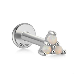 Small Triangle White Opal Flat Back Stud Earrings Silver Piercing Stud Earring studhoop birthday gift flat back stud earrings gift for her leaf stud earrings rook piercing sterling silver stud earring for helix stud earring for women Stud Earrings Stud Earrings for Helix Piercing stud earrings gold white cz stud earrings white opal