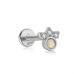 Tiny Paw White Opal Flat Back Stud Earrings Silver Piercing Stud Earring studhoop birthday gift flat back stud earrings gift for her leaf stud earrings rook piercing sterling silver stud earring for helix stud earring for women Stud Earrings Stud Earrings for Helix Piercing stud earrings gold white cz stud earrings white opal