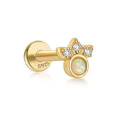 Tiny Paw White Opal Flat Back Stud Earrings Gold Piercing Stud Earring studhoop birthday gift flat back stud earrings gift for her leaf stud earrings rook piercing sterling silver stud earring for helix stud earring for women Stud Earrings Stud Earrings for Helix Piercing stud earrings gold white cz stud earrings white opal