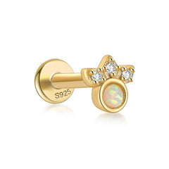 Tiny Paw White Opal Flat Back Stud Earrings Gold Piercing Stud Earring studhoop birthday gift flat back stud earrings gift for her leaf stud earrings rook piercing sterling silver stud earring for helix stud earring for women Stud Earrings Stud Earrings for Helix Piercing stud earrings gold white cz stud earrings white opal