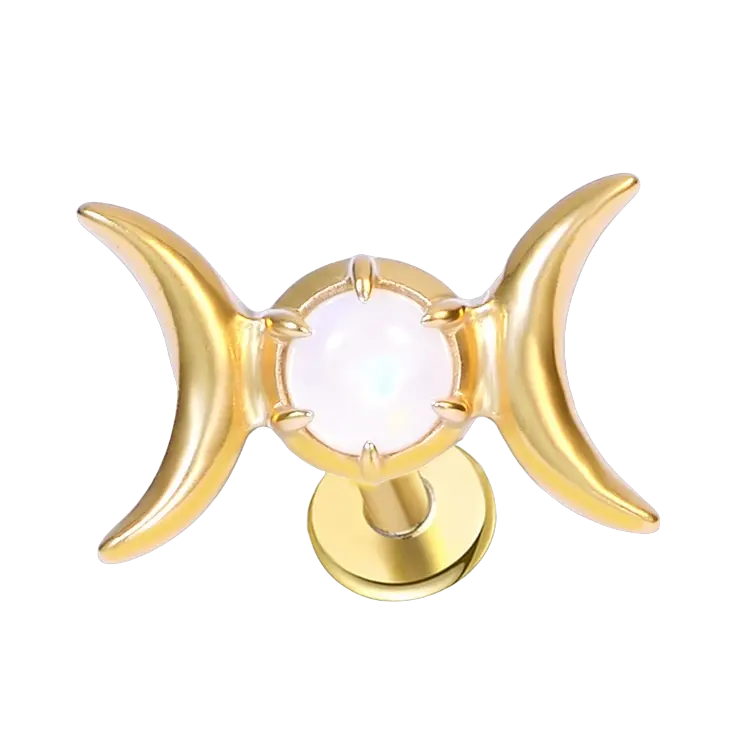 Opal Crescent Push Pin Stud Earring Gold Piercing Stud Earring studhoop birthday gift flat back earrings flat back stud earrings gift for her leaf stud earrings push pin earrings push pin stud earrings sterling silver stud earring for helix stud earring for women Stud Earrings Stud Earrings for Helix Piercing stud earrings gold titanium earrings white opal