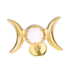 Opal Crescent Push Pin Stud Earring Gold Piercing Stud Earring studhoop birthday gift flat back earrings flat back stud earrings gift for her leaf stud earrings push pin earrings push pin stud earrings sterling silver stud earring for helix stud earring for women Stud Earrings Stud Earrings for Helix Piercing stud earrings gold titanium earrings white opal