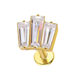 Trio Baguette Flat Back Push Pin Earring Gold Piercing Stud Earring studhoop birthday gift flat back earrings flat back stud earrings gift for her leaf stud earrings push pin earrings push pin stud earrings sterling silver stud earring for helix stud earring for women Stud Earrings Stud Earrings for Helix Piercing stud earrings gold titanium earrings white opal