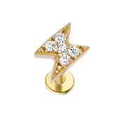 Paved Lightning Flat Back Push Pin Earring Gold Piercing Stud Earring studhoop birthday gift flat back earrings flat back stud earrings gift for her leaf stud earrings push pin earrings push pin stud earrings sterling silver stud earring for helix stud earring for women Stud Earrings Stud Earrings for Helix Piercing stud earrings gold titanium earrings white opal