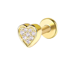 Cute Heart Flat Back Push Pin Earring Gold Piercing Stud Earring studhoop birthday gift flat back earrings flat back stud earrings gift for her gothic earrings push pin earrings push pin stud earrings sterling silver stud earring for helix stud earring for women Stud Earrings Stud Earrings for Helix Piercing stud earrings gold titanium earrings