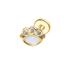 Opal Cute Paw Push Pin Earring Gold Piercing Stud Earring studhoop animal birthday gift flat back earrings flat back stud earrings gift for her push pin earrings push pin stud earrings rook piercing sterling silver stud earring for helix stud earring for women Stud Earrings Stud Earrings for Helix Piercing stud earrings gold titanium earrings