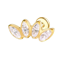 Crown White CZ Flat Back Push Pin Earring Gold Piercing Stud Earring studhoop birthday gift flat back earrings flat back stud earrings gift for her gothic earrings push pin earrings push pin stud earrings sterling silver stud earring for helix stud earring for women Stud Earrings Stud Earrings for Helix Piercing stud earrings gold titanium earrings