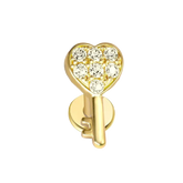 Heart Key Flat Back Push Pin Earring Gold Piercing Stud Earring studhoop birthday gift flat back earrings flat back stud earrings gift for her leaf stud earrings push pin earrings push pin stud earrings sterling silver stud earring for helix stud earring for women Stud Earrings Stud Earrings for Helix Piercing stud earrings gold titanium earrings white opal