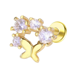 Butterfly Cluster Flat Back Push Pin Earring Gold Piercing Stud Earring studhoop birthday gift butterfly flat back earrings flat back stud earrings gift for her push pin earrings push pin stud earrings sterling silver stud earring for helix stud earring for women Stud Earrings Stud Earrings for Helix Piercing stud earrings gold titanium earrings