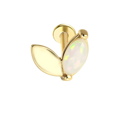 White Opal Sprout Push Pin Earrings Gold Piercing Stud Earring studhoop birthday gift flat back earrings flat back stud earrings gift for her leaf stud earrings push pin earrings push pin stud earrings sterling silver stud earring for helix stud earring for women Stud Earrings Stud Earrings for Helix Piercing stud earrings gold titanium earrings white opal