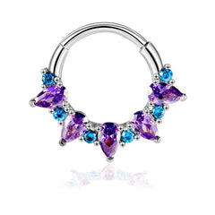Purple Marquise Daith Hoop Earring Silver Piercing Daith Ring studhoop amethyst birthstone amethyst earrings daith earrings daith hoop earrings daith piercing daith piercing jewelry daith ring septum ring star sterling silver White Cubic Zirconia