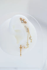 Moon & Star Earring Chain Connector Piercing Chain Earring Connnectoer studhoop birthday gift earring chain cartilage earring chain connector earring chain dangle earring chain gold earring chain helix to lobe earring chain set gift for her layerd earring moon earring star earring sterling silver