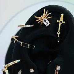 Sparkle Spider Push Pin Stud Earring Piercing Stud Earring studhoop birthday gift flat back earrings flat back stud earrings gift for her push pin earrings push pin stud earrings spider earring sterling silver stud earring for helix stud earring for women Stud Earrings Stud Earrings for Helix Piercing stud earrings gold titanium earrings