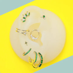 Emerald Green Marquise Flat Back Stud Earrings Piercing Stud Earring studhoop birthday gift emerald birthstone emerald earrings flat back earrings flat back stud earrings gift for her internal thread stud earring sterling silver stud earring for helix stud earring for women Stud Earrings Stud Earrings for Helix Piercing stud earrings gold