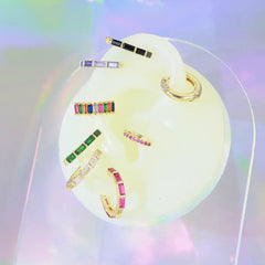 Amethyst Purple Baguette-Cut CZ Hoop Earrings Hoop Earring studhoop amethyst birthstone amethyst earrings birthday gift edgy earring gift for her hoop earrings sterling silver