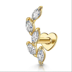 Dainty Leaf Piercing Stud Earrings Gold Piercing Stud Earring studhoop birthday gift flat back stud earrings gift for her leaf stud earrings sterling silver stud earring for helix stud earring for women Stud Earrings Stud Earrings for Helix Piercing stud earrings gold white cz stud earrings