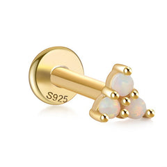 Small Triangle White Opal Flat Back Stud Earrings Gold Piercing Stud Earring studhoop birthday gift flat back stud earrings gift for her leaf stud earrings rook piercing sterling silver stud earring for helix stud earring for women Stud Earrings Stud Earrings for Helix Piercing stud earrings gold white cz stud earrings white opal