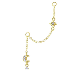 Moon & Star Earring Chain Connector Gold Piercing Chain Earring Connnectoer studhoop birthday gift earring chain cartilage earring chain connector earring chain dangle earring chain gold earring chain helix to lobe earring chain set gift for her layerd earring moon earring star earring sterling silver