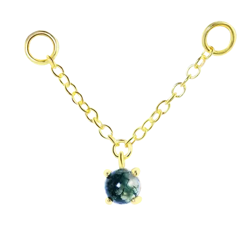 Natural Green Moss Agate Earring Chain Connector Gold Piercing Chain Earring Connnectoer studhoop birthday gift earring chain cartilage earring chain connector earring chain dangle earring chain gold earring chain helix to lobe earring chain set gift for her green moss agate layerd earring sterling silver