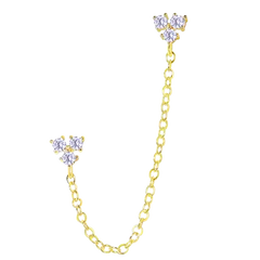 Trio CZ Chain Stud Earrings Gold Chain Earring studhoop birthday gift chain stud earring earring chain cartilage earring chain connector earring chain dangle earring chain gold earring chain helix to lobe earring chain set gift for her layerd earring sterling silver three cz