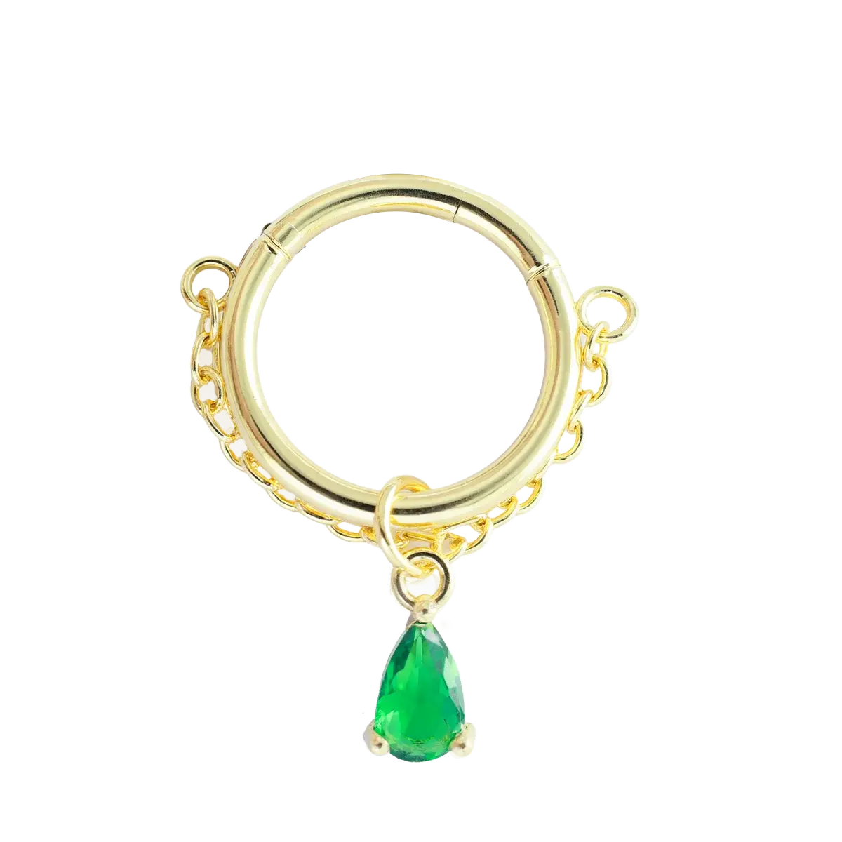 Emerald Green Teardrop Daith Clicker Gold Piercing Daith Ring studhoop black gem clicker daith earrings daith hoop earrings daith piercing daith piercing jewelry daith ring emerald birthstone emerald earrings nose ring septum ring star sterling silver