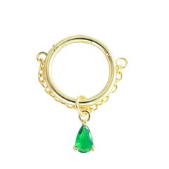 Emerald Green Teardrop Daith Clicker Gold Piercing Daith Ring studhoop black gem clicker daith earrings daith hoop earrings daith piercing daith piercing jewelry daith ring emerald birthstone emerald earrings nose ring septum ring star sterling silver