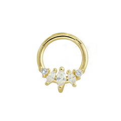 Gold Triple Marquise Daith Piercing Jewelry Gold Piercing Daith Ring studhoop black gem daith earrings daith hoop earrings daith piercing daith ring septum ring star sterling silver White Cubic Zirconia