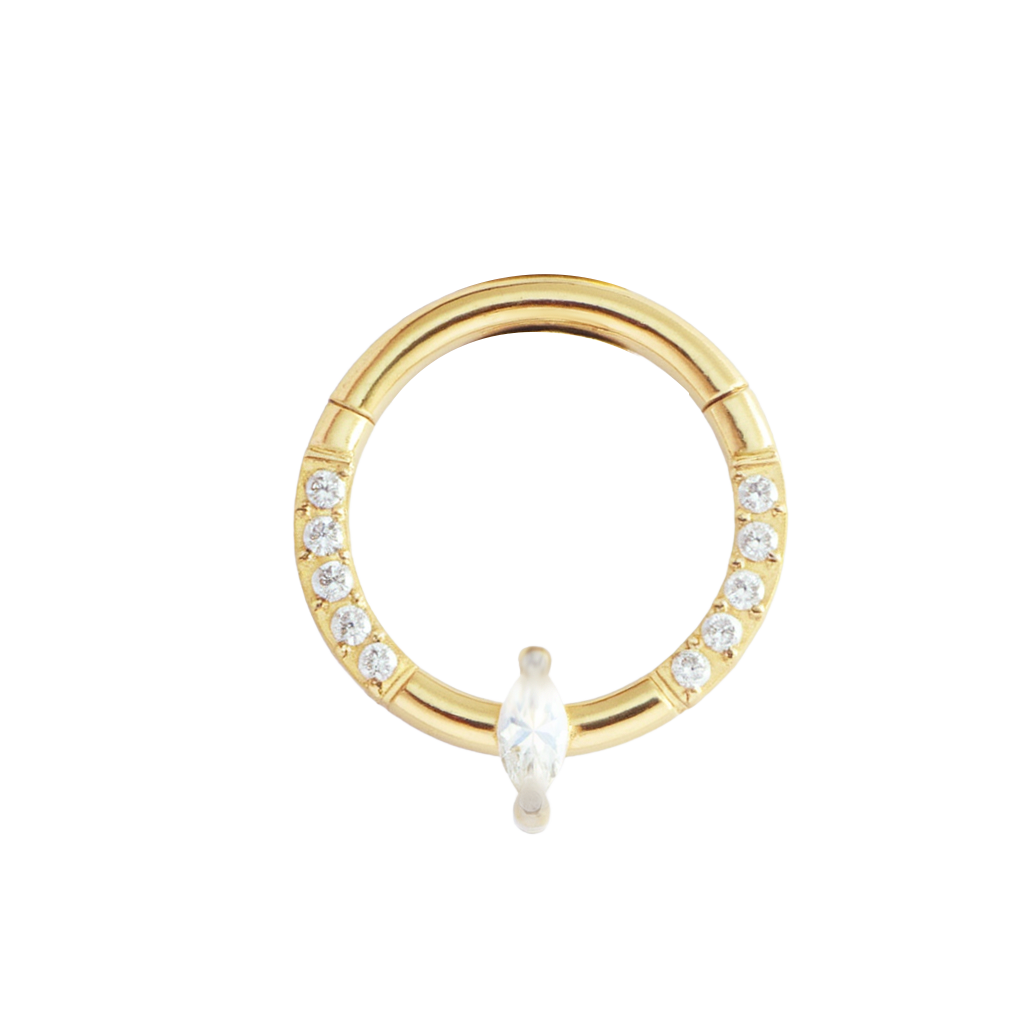 Mnimalist Single Marquise Daith Jewelry Gold Piercing Daith Ring studhoop black gem daith earrings daith hoop earrings daith piercing daith ring septum ring star sterling silver White Cubic Zirconia