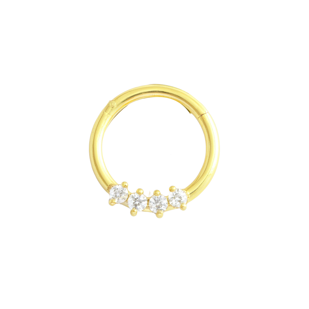 Classic White CZ Paved Nose Ring Gold Piercing Daith Ring studhoop black gem daith earrings daith hoop earrings daith piercing daith ring septum ring star sterling silver White Cubic Zirconia