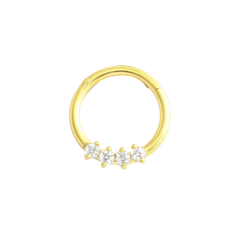 Classic White CZ Paved Nose Ring Gold Piercing Daith Ring studhoop black gem daith earrings daith hoop earrings daith piercing daith ring septum ring star sterling silver White Cubic Zirconia