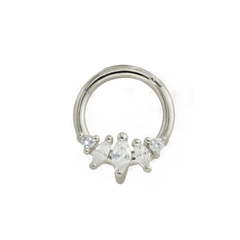 Gold Triple Marquise Daith Piercing Jewelry Silver Piercing Daith Ring studhoop black gem daith earrings daith hoop earrings daith piercing daith ring septum ring star sterling silver White Cubic Zirconia