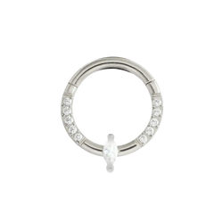 Mnimalist Single Marquise Daith Jewelry Silver Piercing Daith Ring studhoop black gem daith earrings daith hoop earrings daith piercing daith ring septum ring star sterling silver White Cubic Zirconia