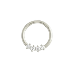 Classic White CZ Paved Nose Ring Silver Piercing Daith Ring studhoop black gem daith earrings daith hoop earrings daith piercing daith ring septum ring star sterling silver White Cubic Zirconia
