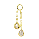 Gold Double Tear Drop Charm for Hoop Earrings Gold Charms for Hoop Earrings studhoop charm for hoop earrings moonstone pendent