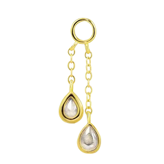 Gold Double Tear Drop Charm for Hoop Earrings Gold Charms for Hoop Earrings studhoop charm for hoop earrings moonstone pendent