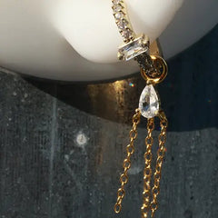 Teardrop White CZ Chain Tassel Charm Piercing Chain Earring Connnectoer studhoop birthday gift charm charm for hoop earrings earring chain cartilage earring chain connector earring chain dangle earring chain gold earring chain helix to lobe earring chain set gift for her layerd earring sterling silver