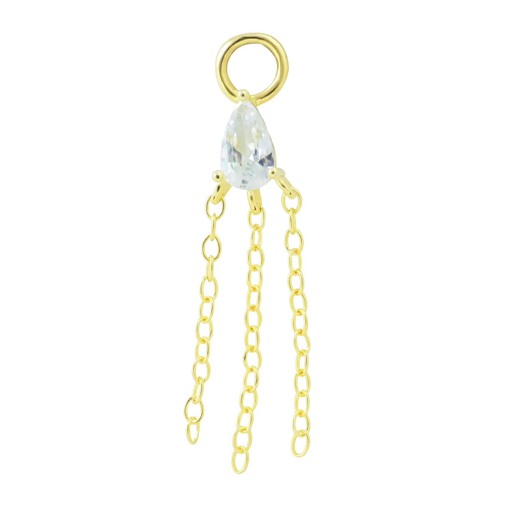 Teardrop White CZ Chain Tassel Charm Gold Piercing Chain Earring Connnectoer studhoop birthday gift charm charm for hoop earrings earring chain cartilage earring chain connector earring chain dangle earring chain gold earring chain helix to lobe earring chain set gift for her layerd earring sterling silver