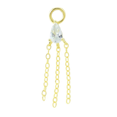 Teardrop White CZ Chain Tassel Charm Gold Piercing Chain Earring Connnectoer studhoop birthday gift charm charm for hoop earrings earring chain cartilage earring chain connector earring chain dangle earring chain gold earring chain helix to lobe earring chain set gift for her layerd earring sterling silver