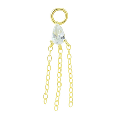 Teardrop White CZ Chain Tassel Charm Gold Piercing Chain Earring Connnectoer studhoop birthday gift charm charm for hoop earrings earring chain cartilage earring chain connector earring chain dangle earring chain gold earring chain helix to lobe earring chain set gift for her layerd earring sterling silver