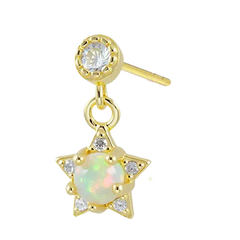 Pink Opal Star Dangle Stud Earring Gold Piercing Stud Earring studhoop birthday gift butterfly back gift for her opal pink opal earrings romantic jewelry sterling silver stud earring for women Stud Earrings Stud Earrings for Helix Piercing stud earrings gold