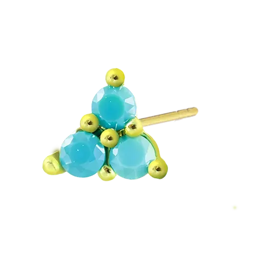 Tiny Trio Turquoise Stud Earring Gold Piercing Stud Earring studhoop birthday gift butterfly back gift for her romantic jewelry sterling silver stud earring for women Stud Earrings Stud Earrings for Helix Piercing stud earrings gold turquoise earring