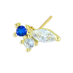 Sapphire Half Wing Stud Earrings Gold Piercing Stud Earring studhoop birthday gift butterfly back gift for her leaf stud earrings romantic jewelry sapphire birthstone sapphire earrings sterling silver stud earring for women Stud Earrings Stud Earrings for Helix Piercing stud earrings gold