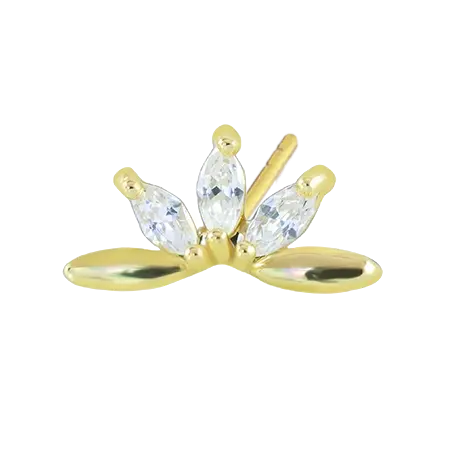 Marquise Lotus Stud Earring Gold Piercing Stud Earring studhoop birthday gift butterfly back gift for her leaf stud earrings lotus earring Minimalist earring romantic jewelry sterling silver stud earring for women Stud Earrings Stud Earrings for Helix Piercing stud earrings gold