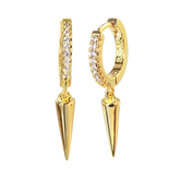 Spike Charm Tiny CZ Paved Hoop Earring Gold Hoop Earring studhoop birthday gift cz paved earring edgy earring gift for her hoop earrings spike dangle hoop earring spike earring sterling silver white cz