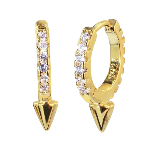 Mini Spike Paved Hoop Earrings Gold Hoop Earring studhoop birthday gift cz paved earring edgy earring gift for her hoop earrings spike dangle hoop earring spike earring sterling silver white cz