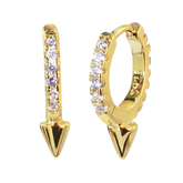 Mini Spike Paved Hoop Earrings Gold Hoop Earring studhoop birthday gift cz paved earring edgy earring gift for her hoop earrings spike dangle hoop earring spike earring sterling silver white cz