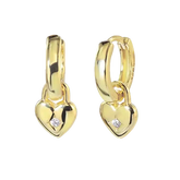 Cute Heart Lock Hoop Earrings Gold Hoop Earring studhoop birthday gift celestial jewelry cz paved earring dangle hoop earring edgy earring gift for her heart hoop earring heart lock hoop earring hoop earrings lock hoop earring sterling silver white cz