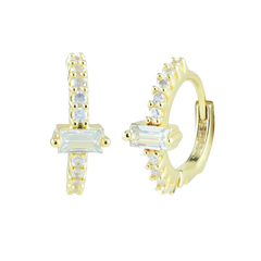 Gold Hypoallergenic Baguette Women Hoop Earrings Gold Hoop Earring studhoop ball hoop earring birthday gift edgy earring gift for her hoop earrings sterling silver