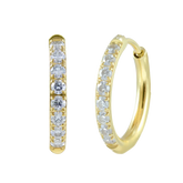 12mm Gold Basic White CZ Paved Huggie Hoop Gold Hoop Earring studhoop ball hoop earring birthday gift edgy earring gift for her hoop earrings sterling silver